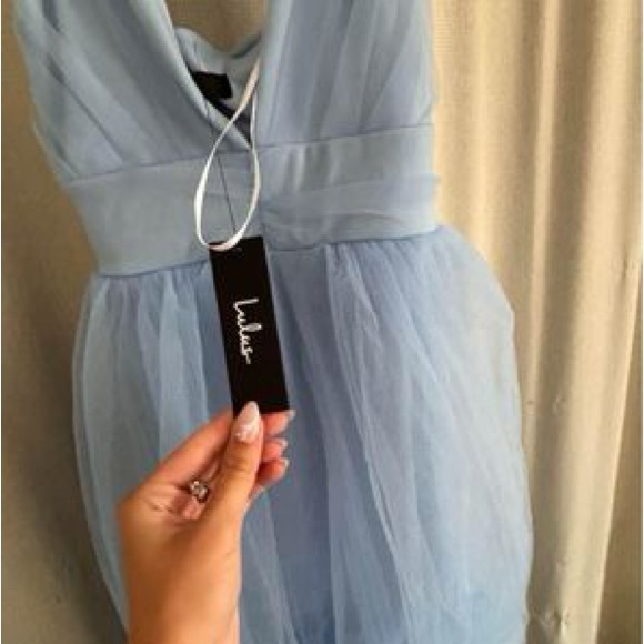Tulle and Satin gown, light blue, unworn. Purchased from Lulus - Picture 3 of 3